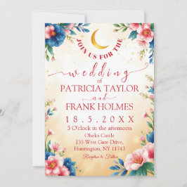 Convites Casamento Personalizado Romântico Lua e Floral