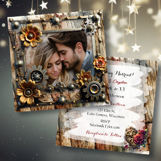 Convites Casamento Personalizado Romântico Steampunk