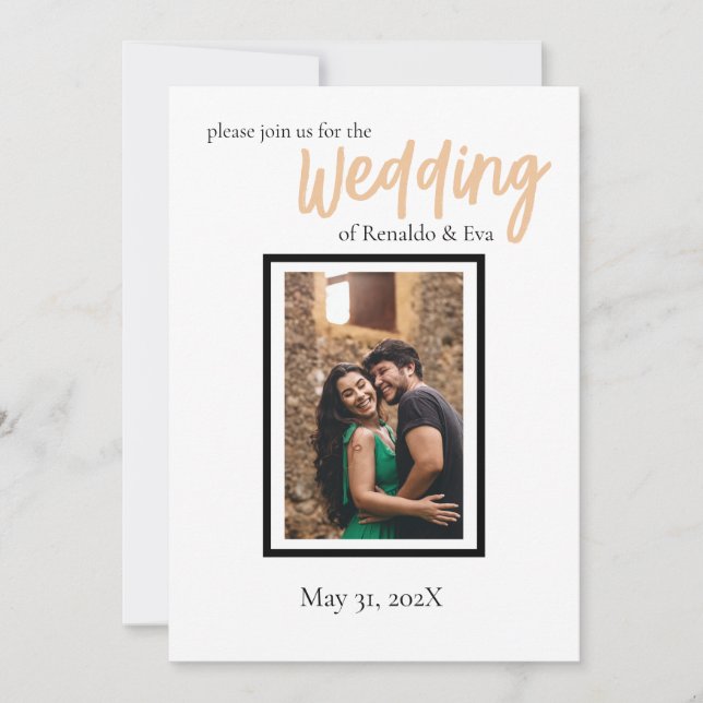 Convites Casamento Personalizado Simples e Minimalista (Frente)