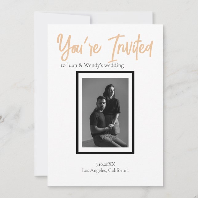 Convites Casamento Personalizado Simples e Minimalista com  (Frente)