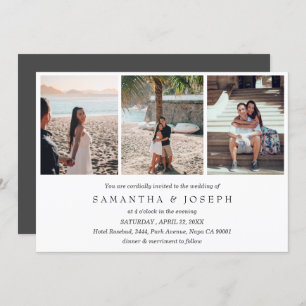 Convites Casamento Personalizado Simples Elegante 3 Fotos M