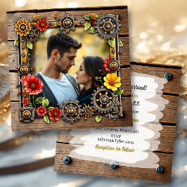Convites Casamento Personalizado Steampunk das Flores Verme