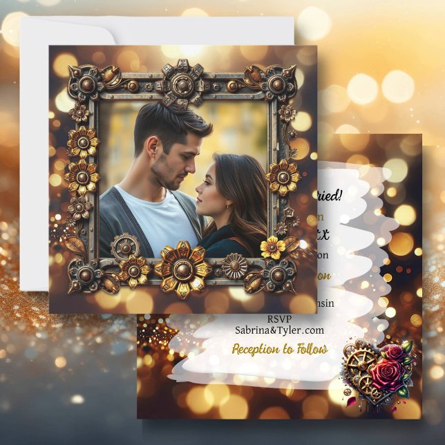 Convites Casamento Personalizado Steampunk De Flores Metáli (Criador carregado)