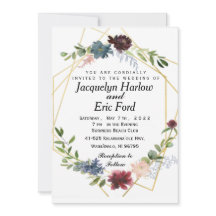 Casamento Personalizável de Flor Azul Burgundy