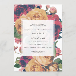 Convites Casamento Personalizável de Rosas Modernos Boho