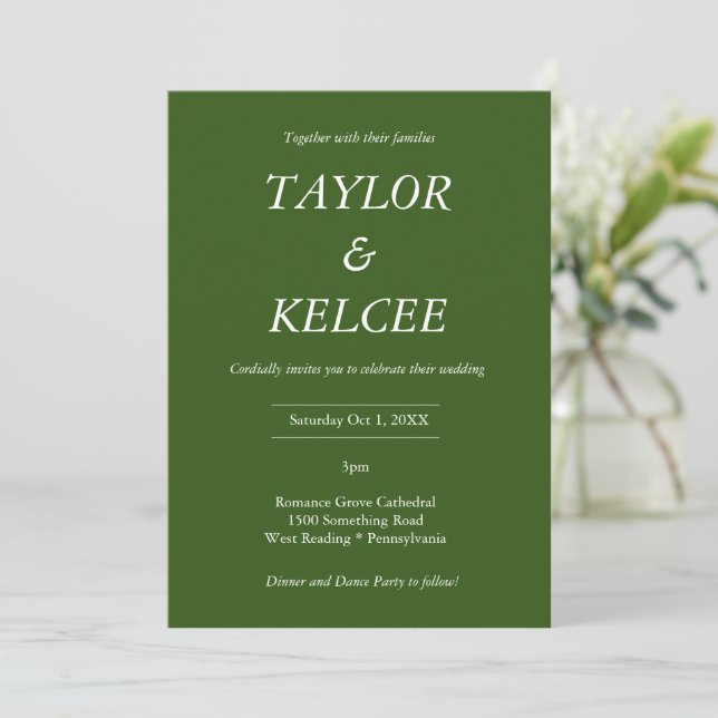 Convites Casamento PERSONALIZÁVEL Floresta Verde (Em pé/Frente)