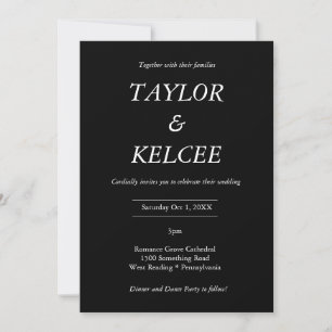 Convites Casamento PERSONALIZÁVEL Preto Premier