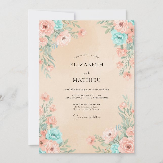 Convites Casamento Pétala Água Champanhe (Frente)