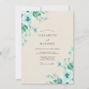 Convites Casamento Pétala Água Mint