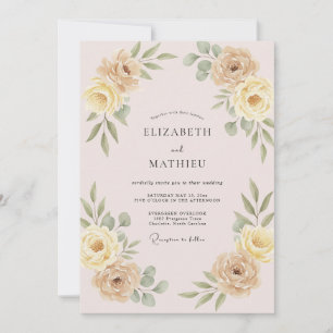 Convites Casamento Pétala Amarela Champanhe