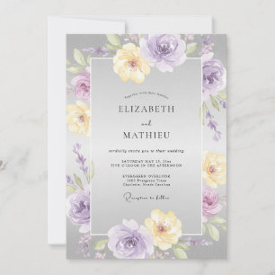 Convites Casamento Pétala Amarela Lilás