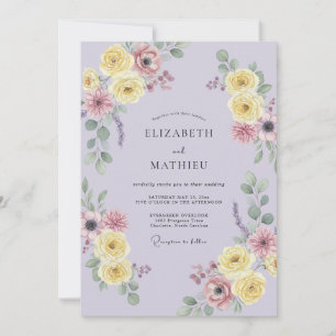 Convites Casamento Pétala Amarela Lilás Suave