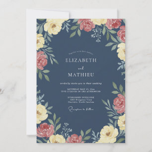 Convites Casamento Pétala Amarela Meia-Noite Flor Silvestre