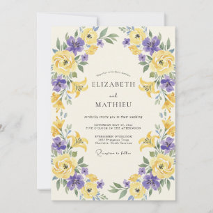 Convites Casamento Pétala Amarela Roxa