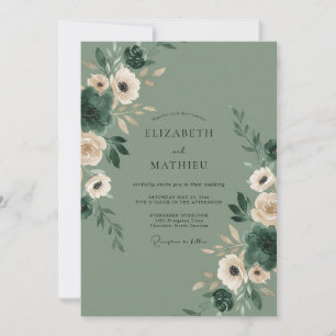 Convites Casamento Pétala Aquarela Oliva