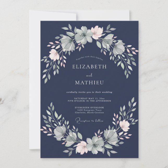 Convites Casamento Pétala Aquarela Tinta (Frente)