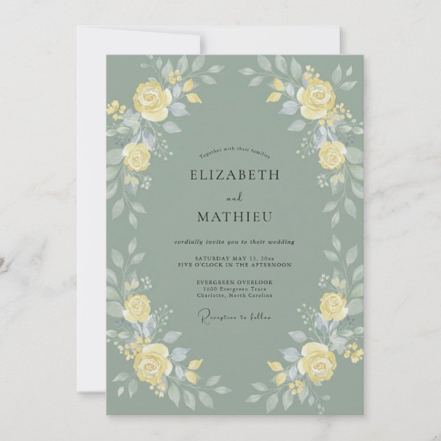 Convites Casamento Pétala Ardósia Champanhe Dourado (Frente)