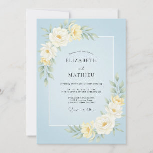 Convites Casamento Pétala Azul Céu