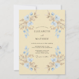 Convites Casamento Pétala Azul Creme de Manteiga