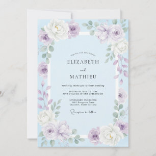 Convites Casamento Pétala Azul Lavanda