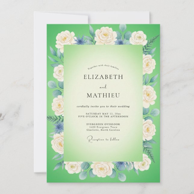 Convites Casamento Pétala Azul Lima (Frente)