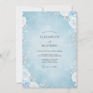 Convites Casamento Pétala Azul Pó