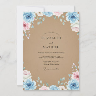 Convites Casamento Pétala Azul Tan