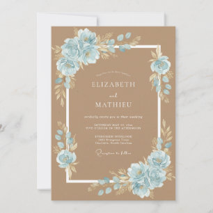 Convites Casamento Pétala Azul Toffee
