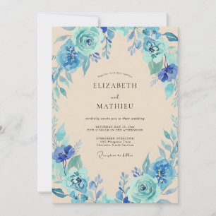 Convites Casamento Pétala Azul Turquesa