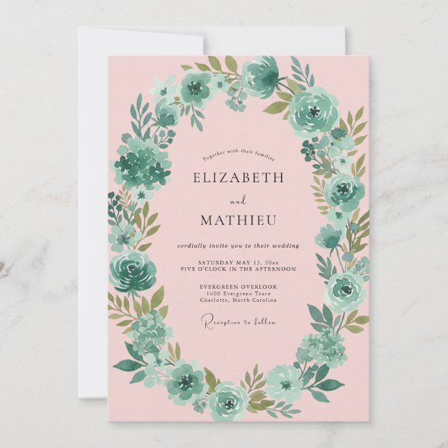 Convites Casamento Pétala Bege Azul (Frente)