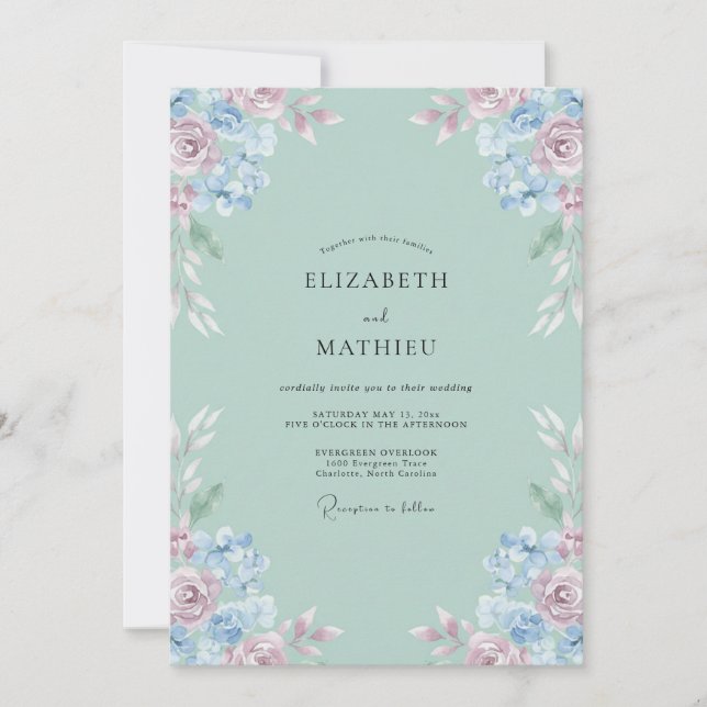 Convites Casamento Pétala Bege Celadão (Frente)