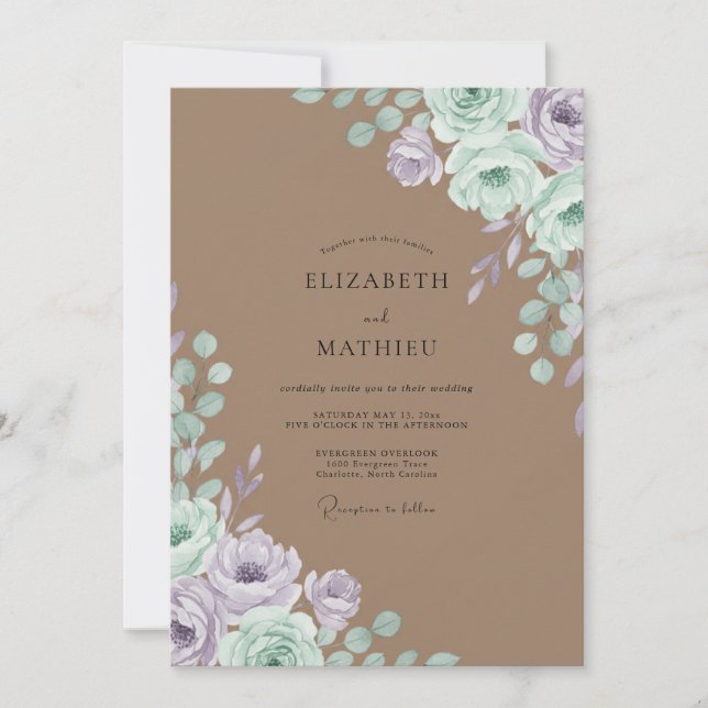 Convites Casamento Pétala Bege Rosa (Frente)