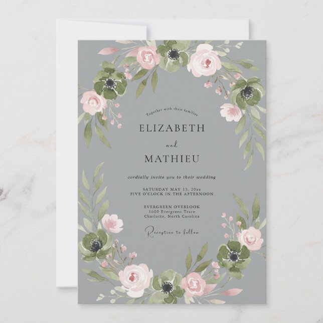 Convites Casamento Pétala Bege Slate (Frente)