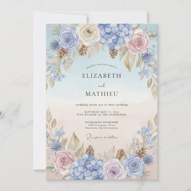 Convites Casamento Pétala Bege Vinca (Frente)