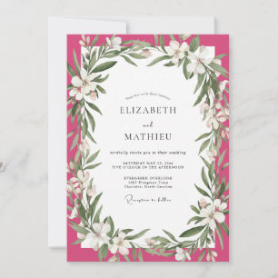 Convites Casamento Pétala Branca Magenta