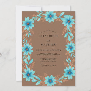 Convites Casamento Pétala Bronze Azulado