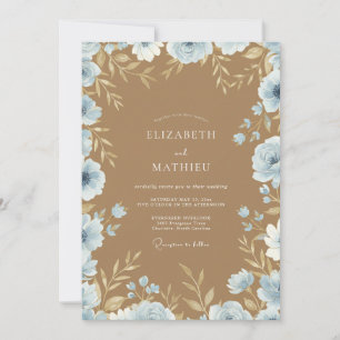 Convites Casamento Pétala Camelo Azul