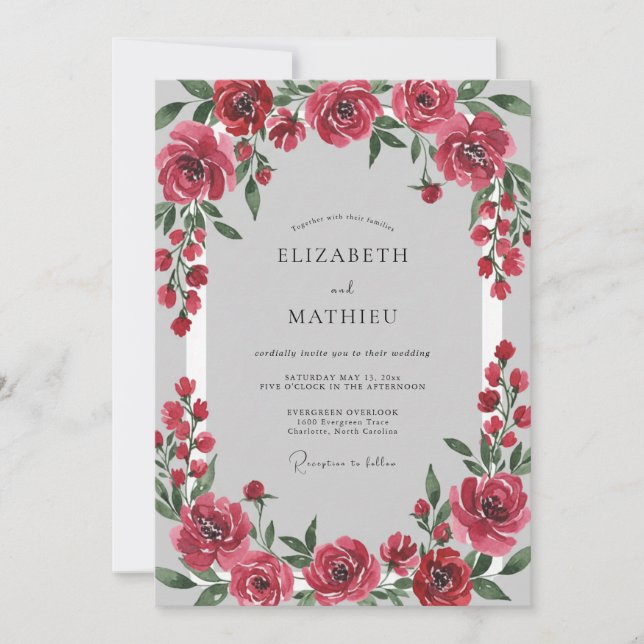 Convites Casamento Pétala Carmesim (Frente)