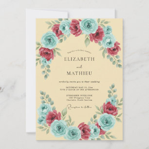 Convites Casamento Pétala Carmesim Aqua
