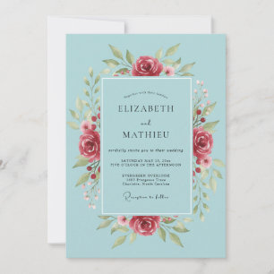 Convites Casamento Pétala Carmesim Celeste