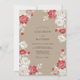 Convites Casamento Pétala Carmesim Taupe