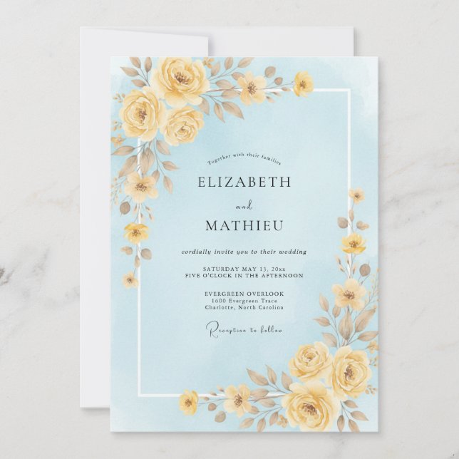 Convites Casamento Pétala Céu de Mel (Frente)