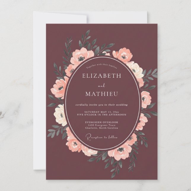 Convites Casamento Pétala Champanhe Marrom (Frente)