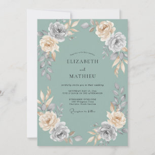 Convites Casamento Pétala Champanhe Quente Celadon