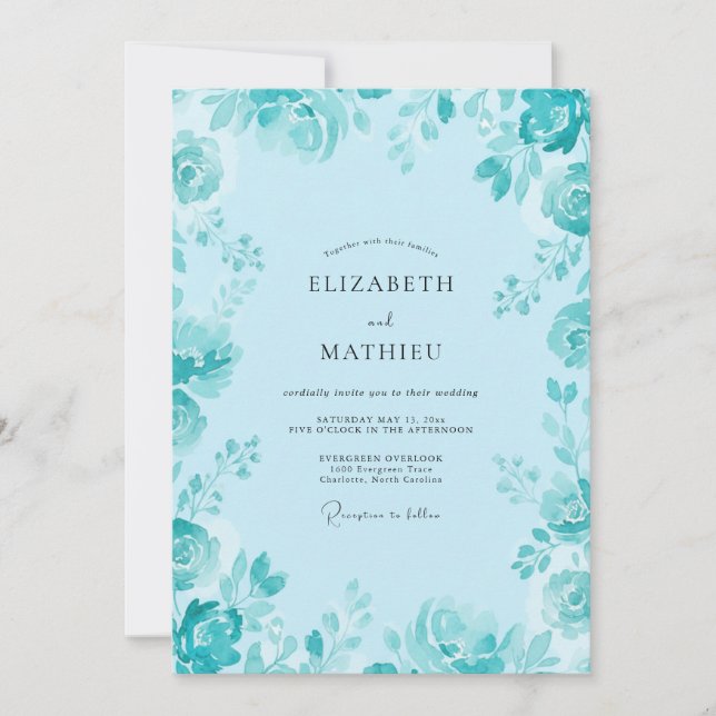 Convites Casamento Pétala Ciano (Frente)