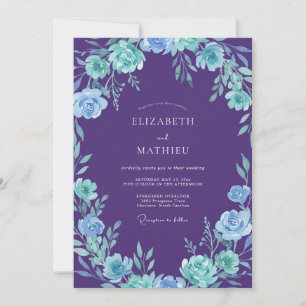 Convites Casamento Pétala Ciano Violeta Botânica