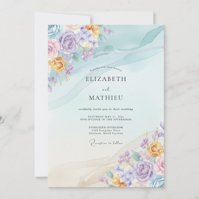 Convites Casamento Pétala Citrino Alvinha (Frente)