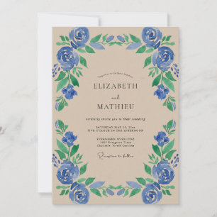 Convites Casamento Pétala Cobalto Azul
