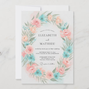 Convites Casamento Pétala Coral Aqua