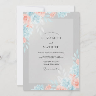 Convites Casamento Pétala Coral Prata